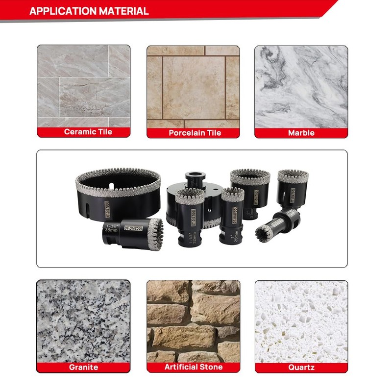 DT-DIATOOL Diamond Core Drill Bit 1 Inch 2-Pack Tile Hole