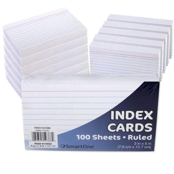 Bulk Index Cards 3x5 Ruled 100 Packs of 100 Flash