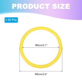 PATIKIL 3.5 Inch Plastic Ring-Toss Rings for Bottles, 30 Pack Carnival Rings Plastic Hoops for Speed and Agility Practice Outdoor Party Favor, Yellow