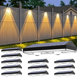 UGDLUCK Solar Fence Lights,Warm White & Cold White & Mixed Color 3 Modes Bright Lens LED Dusk to Dawn Deck Light, Outdoor Waterproof,Solar Outdoor Lights for Backyard/Railing/Wall (12Pack)