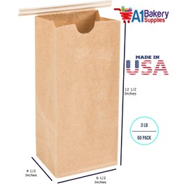 Resealable Kraft Tin Tie Poly-lined Bags Coffee Bags Reclosable Tin Tie Bags without window - 3 Lb - 50 Pack