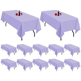 MTREO 12 Pack Lavender Tablecloth 60 x 102 Inch Light Purple Table Cloths for 6 Foot Rectangle Tables Wrinkle Resistant Washable Polyester Fabric Table Cloth for Wedding Party Buffet Dining Table