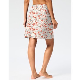 Viodia Women's 20" Long Swim Skirt Skort High Waisted Modest Bathing Suit Swimsuit Bottoms Beach Tankini Bikini with Skirt Orange Flower