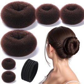 Teenitor Donut Hair Bun Maker Set, Hair Bun Shaper Set with Large, Medium, Small Hair Donuts For Buns, Hair Accessories For Girls, 5 Elastic Bands