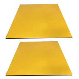 YARRD 2PCS 12x12 Acrylic Mirror Sheet Mirror Cast Acrylic Plexiglass Sheets with Film Masking for Design DIY Craft Adhesive Sheets Gold