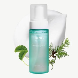 Jung Beauty Limpiador purificador de burbujas – Jabón facial coreano espumoso con pantenol y probióticos, limpieza profunda de poros suave para pieles sensibles, aroma hidratante de Hinoki, 5.1 fl oz