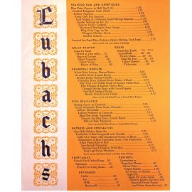 LUBACHS SAN DIEGO RESTAURANT MENU  USA  8.5X11 GLOSSY  REPRINT VINTAGE