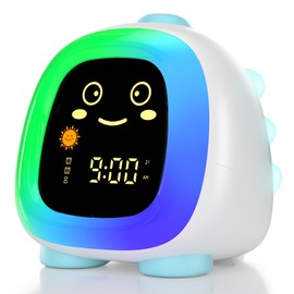Alarm Clock for Kids, Kids Night Light with 3 Brightness 10 Color Mode Night Light Dual alarm Snooze Mode Sleep Training Adjustable Volume Memory Battery Sleep Timer, Birthday Gifts for Boys Kids