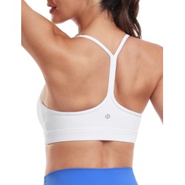 HeyNuts to Freest Y Back Sports Bras for Women Spaghetti Thin Strap Workout Bras Wirefree Padded Racerback Yoga Bras with Removable Pads Medium Impact White XL