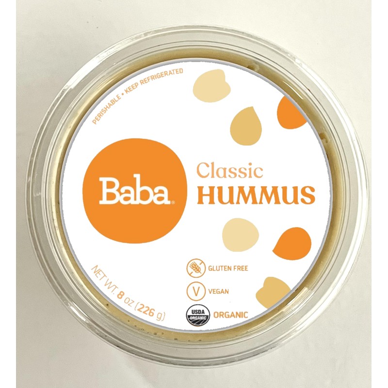 Baba Organic Hummus (8 oz) - USDA Organic, Gluten Free,