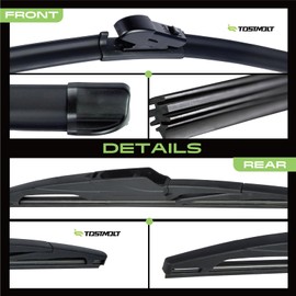 TOSTMOLT 3pcs Front+Rear Direct Fit Windshield Wiper Blades Compatible With 18-23 Subaru Crosstrek / 17-23 Impreza Hatchback / 18-22 XV, Original Factory Quality Replacement, All Season Natural Rubber