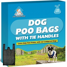 100pk Dog Poo Bags with Tie Handles | Dog Bags Poop Bags | Doggie Poo Bags | Dog Poop Bags | Poop Bags Dog | Poo Bags with Tie Handles | Dog Bags Poop | Poop Bag | Dog Waste Bags + SOL Sticker