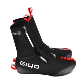 PLATTBK Bicycle Overshoes Winter Road Bike Overshoes Thermal Cold Protection Waterproof with Reflective Stripes for Men and Women, black