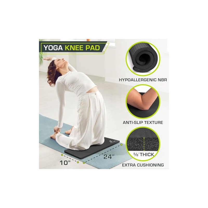 ProsourceFit Extra Thick Yoga Knee Pad and Elbow Cushion 15mm