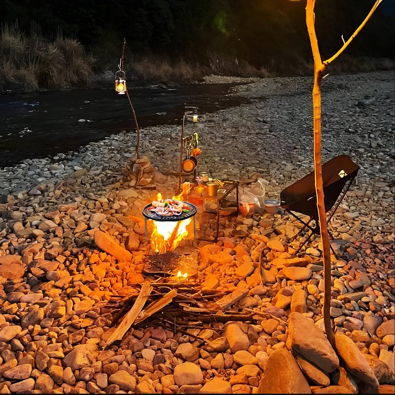 YouJiaYou Campfire Stand Steel Camping Pot Stand Stainless Steel Bonfire