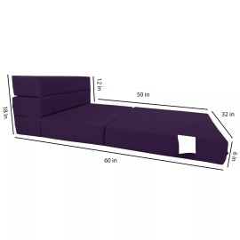 Danfuton Lounger Folding Foam Mattresses, Convertible Sleepover Bed, 6 x 32 x 80, Purple