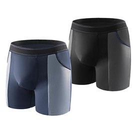 CARER Healthcare Incontinence Pregnancy Carer 2 Pack Bamboo Men's Incontinence Boxer Briefs Lightweight Breathable Incontinence Pants for Men with 100 ML Absorbent Pad Prevents Bladder Leaks Designed for Mild Incontinence Black & Blue XXL