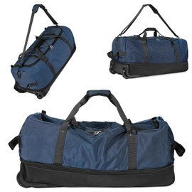 Morthanabag 32" Soft-Sided Wheeled Luggage Bag,110L Expandable 140L Rolling Duffle Bag,Foldable Large Travel Bag with 2 Wheels,Navy