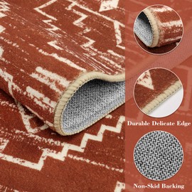 Wonnitar Moroccan 8x10 Area Rugs for Living Room, Washable Large Brown Rug for Bedroom, Non-Slip Soft Thin Stain Resistant Boho Tribal Floor Carpet for Dining Guest Room Office (Brown,8'x10')