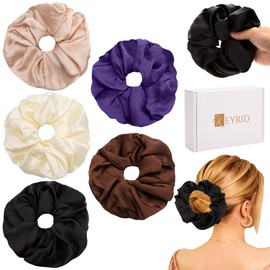 5 x XXL XXL Satin Hair Scrunchies in Gift Box, Ideal for Thick, Curly, Kinky Hair, Hair Accessories for Women and Girls, Choice of Colours (Sour Colours)