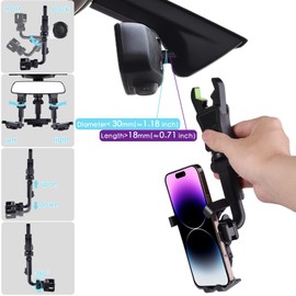 LuxBee 【Strong Upgraded】 Phone Mount Holder for Car Rear View Mirror, Auto-Locked and Fixed by Gravity, 360 Rotatable, Retractable, and Adjustable Car Phone Holder for 4-6.7 Inches Smartphones