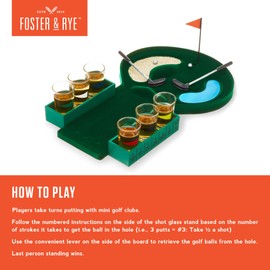 Foster & Rye Putt & Shot Mini Golf Shot Game Set - Mini Golf Drinking Games for Adults Party with Shot Glasses - for 2+ Players