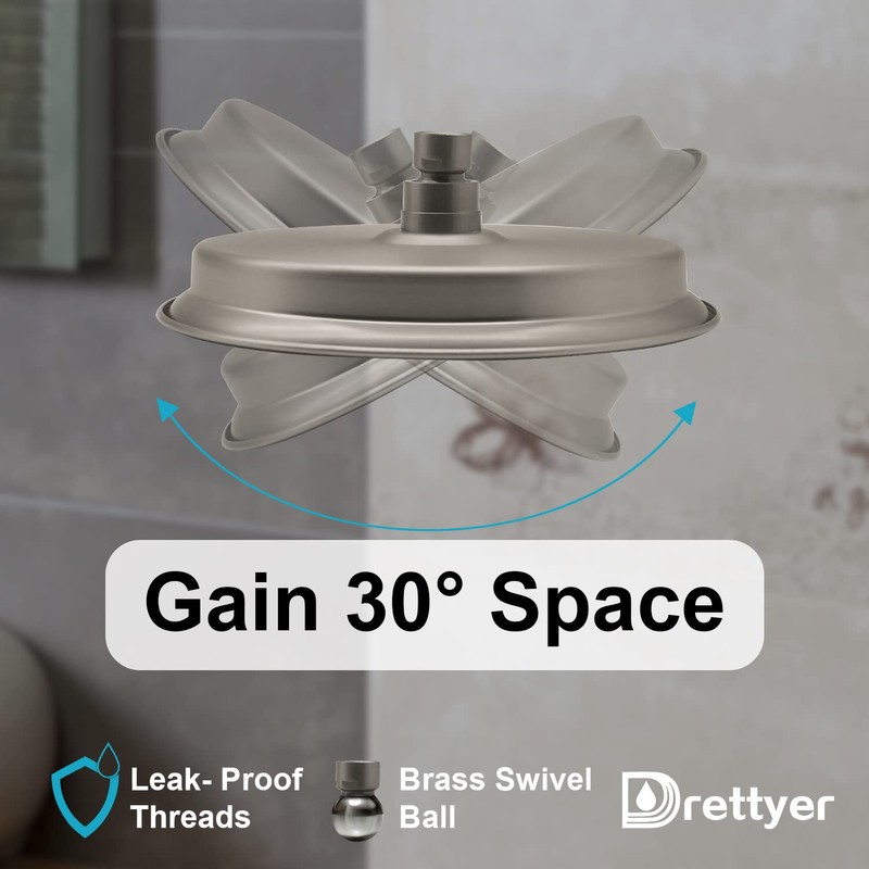 Brushed Nickel Rain Shower Head, 9" Round Rainfall Waterfall Overhead