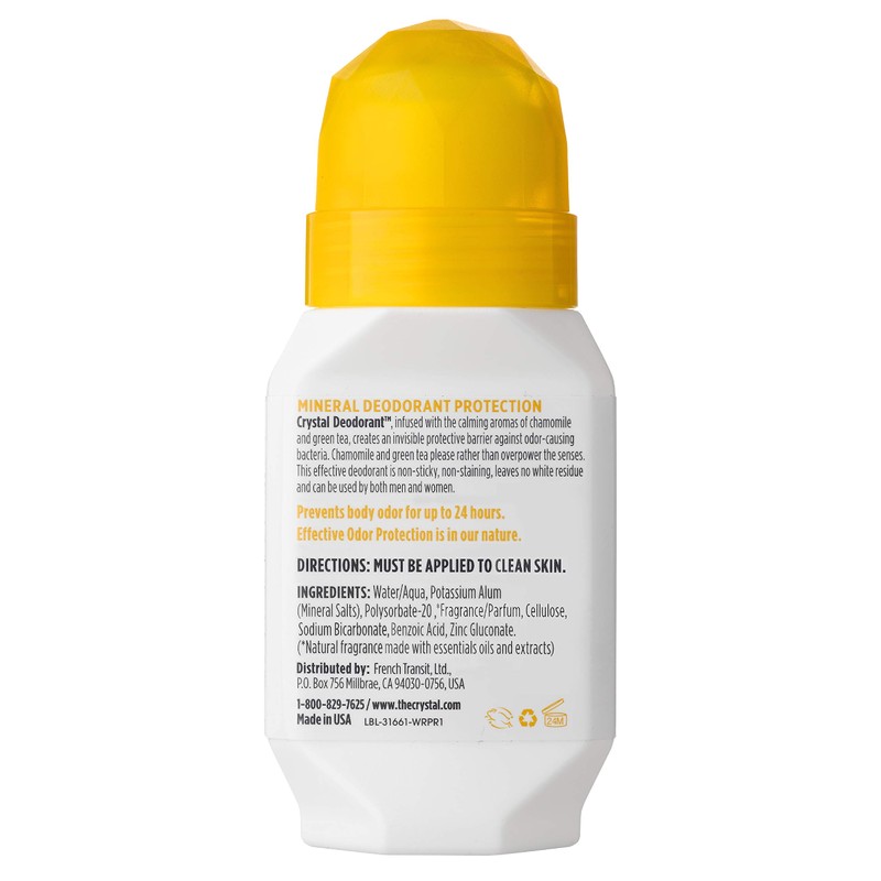 CRYSTAL Mineral Deodorant Roll-On- Body Deodorant With 24-Hour Odor Protection,
