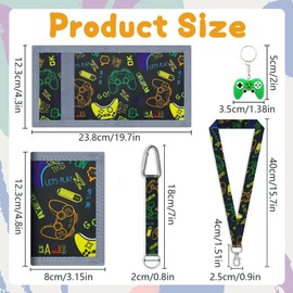 Carreuty Children's Purse Boys Wallet Children with 2 Keyrings 2 Drawstring Tri-Fold Wallet Boys Neck Pouch Children for Birthday Gift Travel Back to School, black, Unit size, Casual