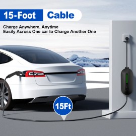 WMPHE 15FT Portable EV Charger EV Car Charging Cable 16Amp Level 1&2 NEMA 6-20P/5-15P