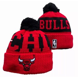 Chicago Bulls Hat Knit Team Cuffed Fleece Lined Beanie Removable Pom