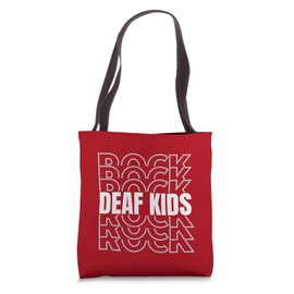 Deaf Kids Rock, ASL, Hearing Impaired Gift, Hard of Hearing Tote Bag