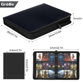 Scrapbook for Trading Cards, 30 Pages 540 Cards Scrapbook with Zip, Portable Waterproof Cards Book, Large Compatible with Sports Cards, Ninjago, MTG