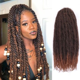 Leeven 24Inch Marley Hair Braiding Twists Hair, 8 Packs Ombre Afro Marley Twists Crochet Braids, Afro Spring Twist Hair Extenstions(T30#,8 Packs)