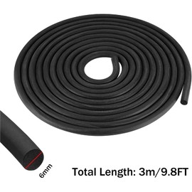 TOP-VIGOR EPDM Foam Rubber Weather Seal Strip 6mm(0.24") Diameter x 3 Meters (9.8Ft) Long, Round Solid Foam Strip Rubber Weather Stripping for DIY Gasket, Foam Tubing, Crafts
