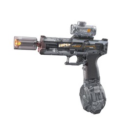 Tinhowder Powerful Electric Water Gun, Automatic Squirt Gun with Glowing Realistic Muzzle, 320cc High Capacity,  Up to 32 FT Range, Water Blasters for Kids Adults Outdoor Summer Swimming Pool Game:_black