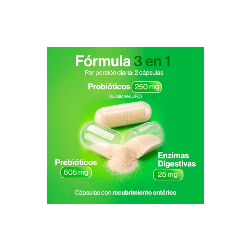 AMARTE LABS Probióticos Prebióticos Enzimas Digestivas 60 Cápsulas