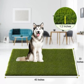 D'LUXE TURF Premium Artificial Grass Mat – Dog Potty Training Fake Grass with Drainage Holes, Easy-Clean Pet Artificial Grass for Balcony - Door Mat, Indoor/Outdoor Turf Grass Rug (45x33 inches)