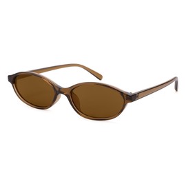 GLARDEFE Retro Oval Sunglasses for Women - Y2k Trendy Sun Glasses - Cat Eye 90s Shades(Brown/Brown Lens)