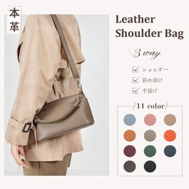 imeetu Women's Shoulder Bag, High Quality Genuine Leather, 3-Way Storage, Handbag, Cross-body Shoulder Bag, High Visibility, Freestanding, Lightweight, Small, Stylish, Large Capacity, Soft, Simple,