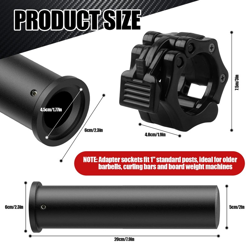 NewBEP 2PCS Olympic Adapter Sleeve 7.8" with Olympic Barbell Clamps