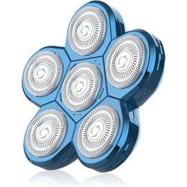 Kibiy Bald Shaver Replacement Heads (6 Blades, Light Blue)
