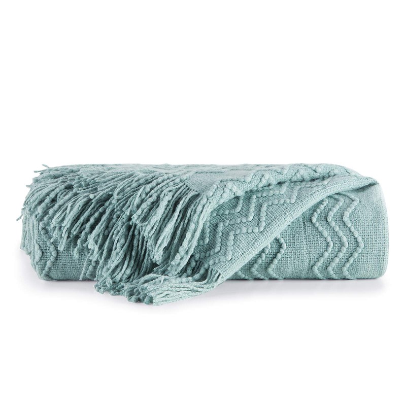 BOURINA Textured Solid Soft Sofa Throw Couch Cover Knitted Decorative
