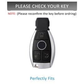 Qunzes Key Fob Cover with Heavy-duty Keychain for CLS CLK AMG CLK GLC GLE GLS ML SL SLK A C E R S G (Red)