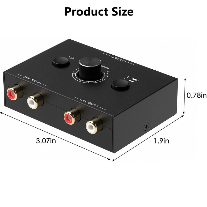 Universal New 1 In 2 Out Bi-Directional RCA Stereo Audio