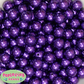 poplollies 14mm Dark Purple Acrylic Faux Pearl Bubblegum Beads Lot 20 pc. chunky gumball