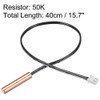 Sourcingmap 2 Pcs 50K NTC Thermistor Probe 15.7 Inch Copper