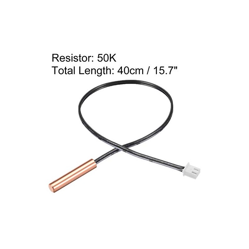 Sourcingmap 2 Pcs 50K NTC Thermistor Probe 15.7 Inch Copper