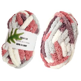 DDL&HEXI 2 Park Super Chenille Chunky Yarn,Blanket Making Kit,Jumbo Knitting Yarn 2x8oz 226g per Bag (207)