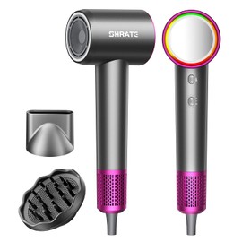 SHRATE Professional High Speed Ionic Hair Dryer | Ultra-Fast Drying | 500 Million Negative Ions | Low Noise | 160000 RPM | Compact Blow Dryer with Magnetic Diffuser for Faster Drying All Hair Types